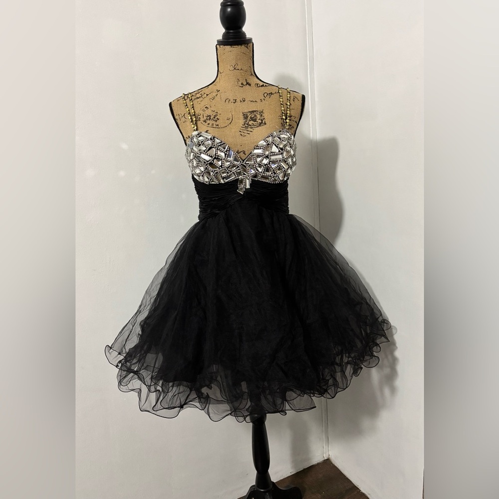 SHERRI HILL Black Embellished Mini Dress Size 12